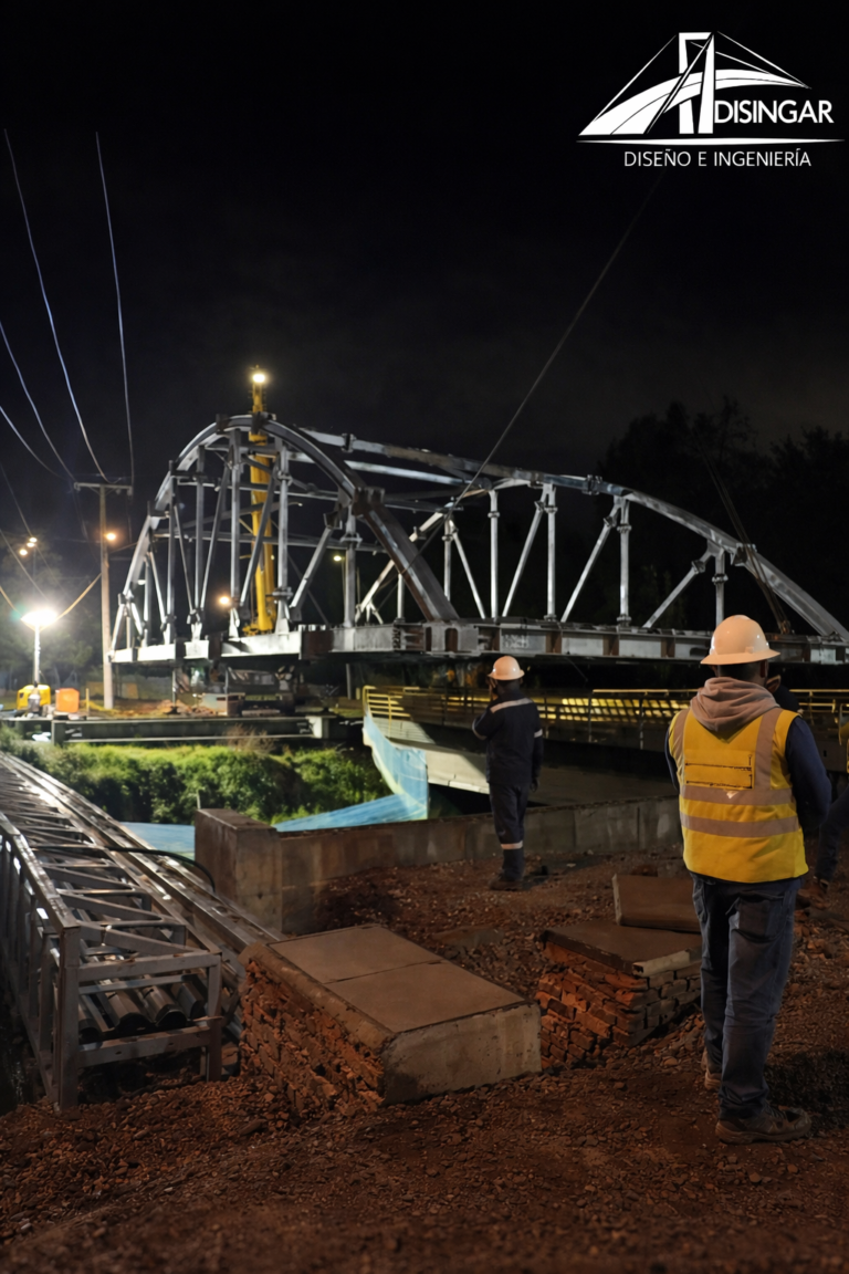 Montaje de puente metálico en Canal Córdoba, Bogotá, Colombia